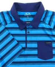 Oakley Men's Hydrolix Regular Fit Performance Blue Stripe Golf Polo Shirt Large