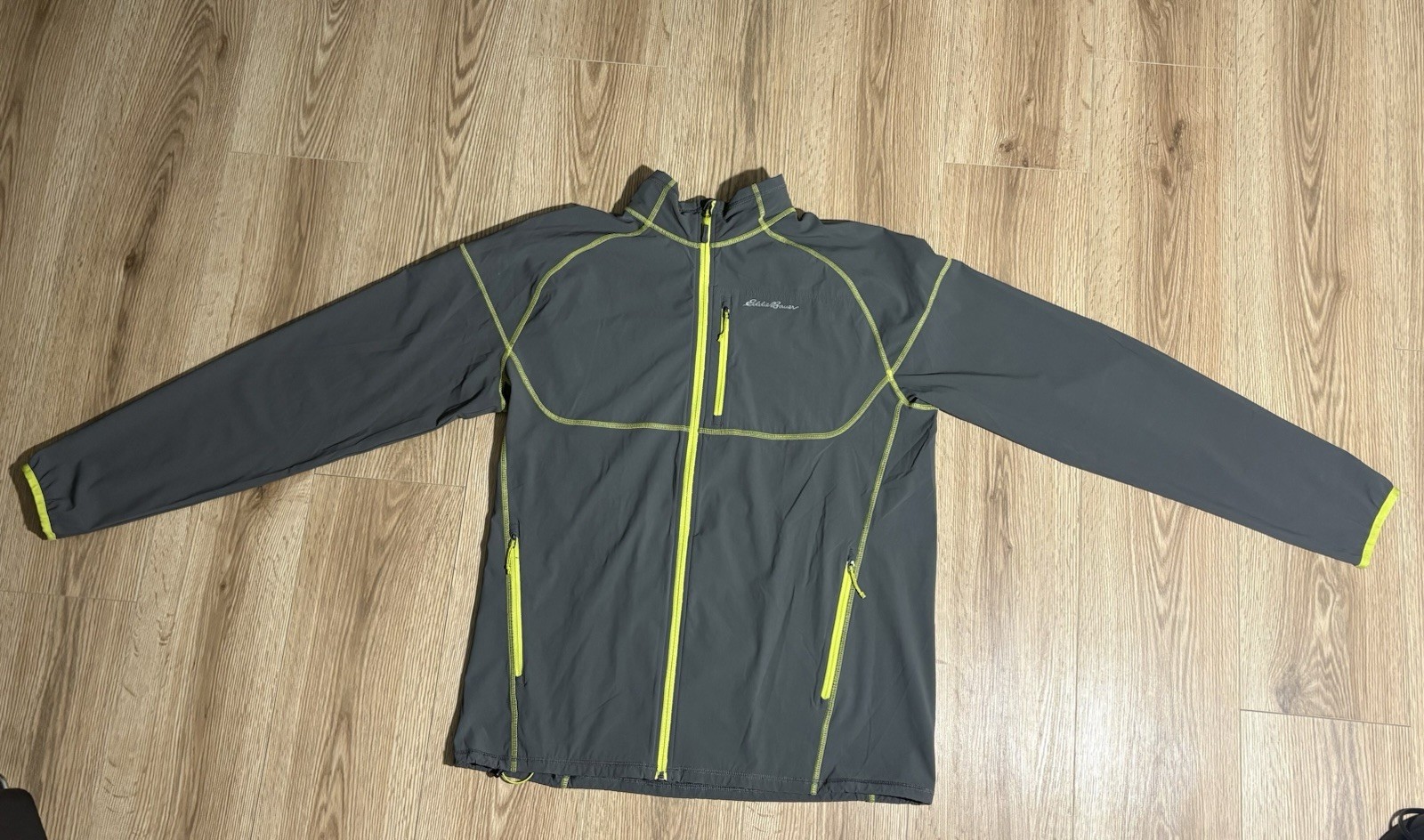 Eddie Bauer Softshell Jacket Gray Yellow Full Zip… - image 2