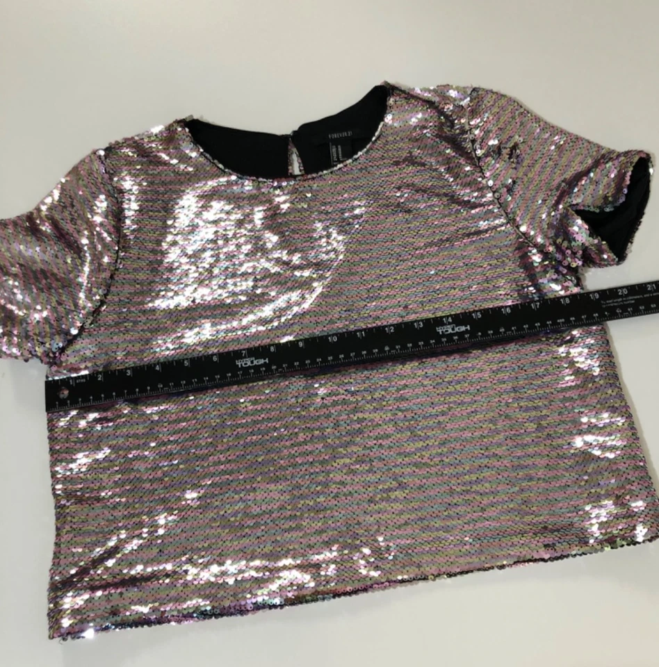 Blusa Top Mujer Multicolor Lentejuelas Crop Top Talla M de Forever21 Foto 3 de 4
