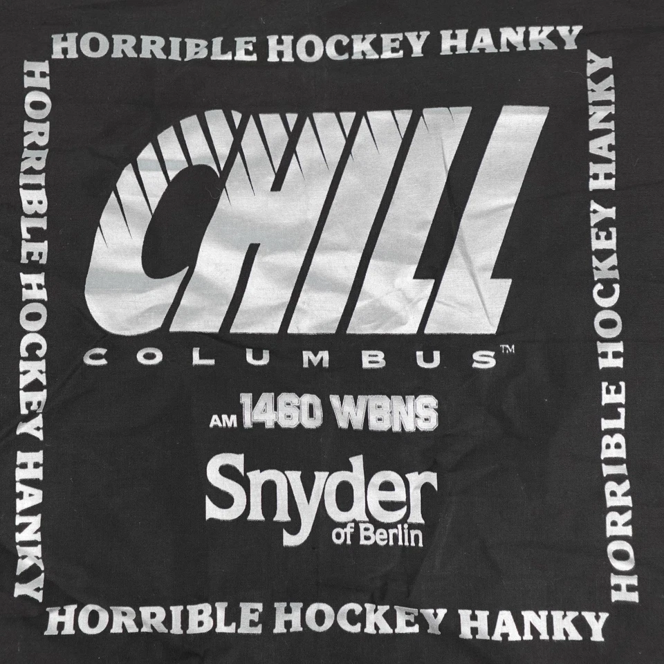 Винтажное хоккейное полотенце Columbus Chill Horrible Hanky Black Snyder AM 1460 WBNS - Изображение 2 из 4