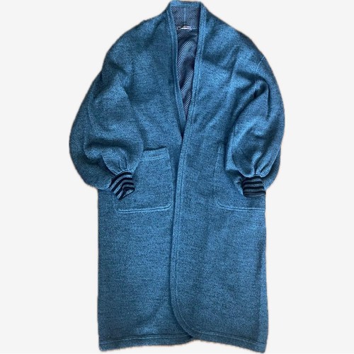 Issey Miyake, ISSEY MIYAKE 80s Knit Gown Coat Cardigan Blue Vintage Brush Tag Rare from Japan