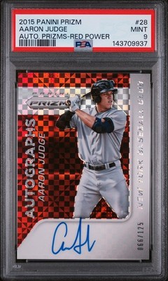 2015 Panini Prizm Auto Prizms Red Power Aaron Judge #28 /125 PSA 9