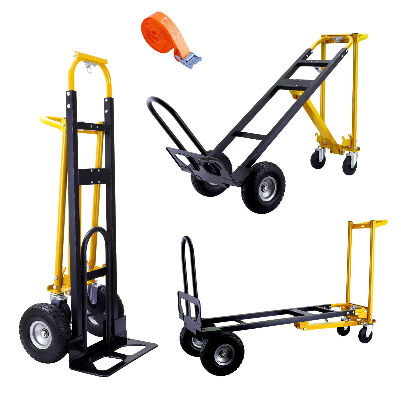 Two Hand Cart 4 in 1 Convertible Hand Truck Dolly Cart with Wheels1000lb Yellow | eBay