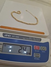 18ct Solid Extra Bead Design Hand Chain Solid Gold 7inch 2.4g Each Bracelet