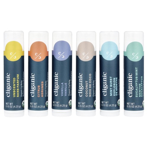 Organic Lip Balm Set, Rainforest Fresh , 6 Pack, 0.15 fl oz (4.25 ml) Each