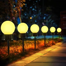 Solar Pathway Lights Outdoor, Warm White Path Lights with 3-Sided Solar Panel...