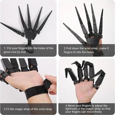 Halloween Articulated Fake Fingers Skeleton Hand Glove Horror Cosplay Prop
