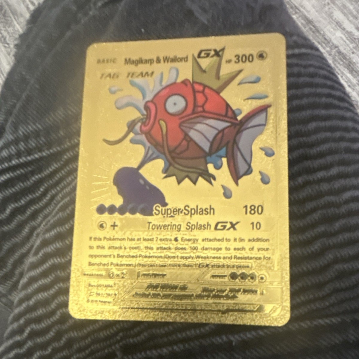 Magikarp & Wailord GX Gold Metal Full Art Pokémon Card TAG TEAM GX