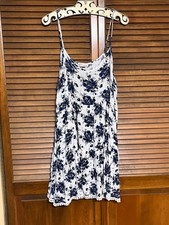 Tea N Rose Los Angeles Floral Sleeveless Dress Womens Medium Blue White Boho