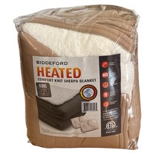 Biddeford Electric Heated Comfort Knit Sherpa Blanket Size: King Brown/Tan New