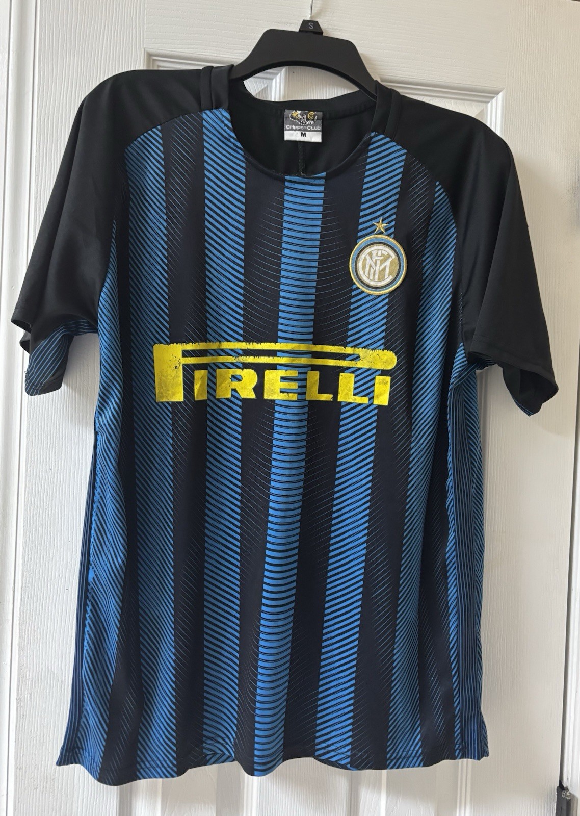 Vintage Inter Milan Soccer Jersey Men’s Medium Black Blue Pirelli #1 Used 