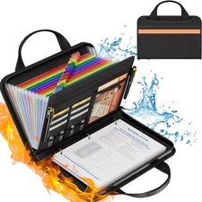 Fireproof Accordion File Organizer with Binder, 1 Inch D Rings Hold up 225 Sh...