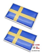 2 Pcs 3D Sweden Swedes Flag Metal Car Stickers Chrome Decals,2.3 x 1.6 Inch