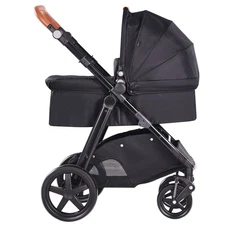 2-in-1 Stroller&Bassinet Combo 33lb Capacity Black&Playard Included