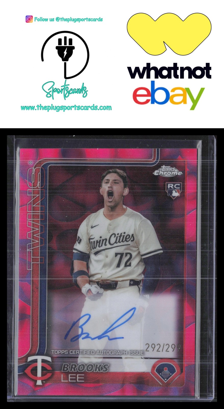 2025 Topps Chrome #RA-BL Brooks Lee Rookie Autograph Pink/Purple Lava /299🔥