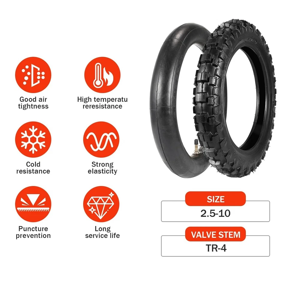 2.50 - 10" Tire & Inner Tube For Honda CRF50F XR50R 2.50x10 2.5-10 Dirt Pit Bike - Bild 2 von 4