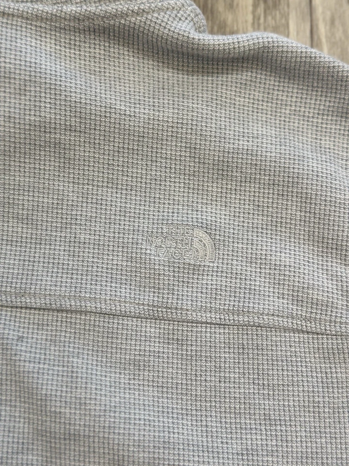 The North Face 华夫格针织连帽衫男式中号灰色保暖套衫运动衫 — 第 4/4 张图片