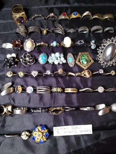 Lot 60 Vintage Modern Costume Ring Statement Fashion Jewelry Mixed Sizes (Lot120