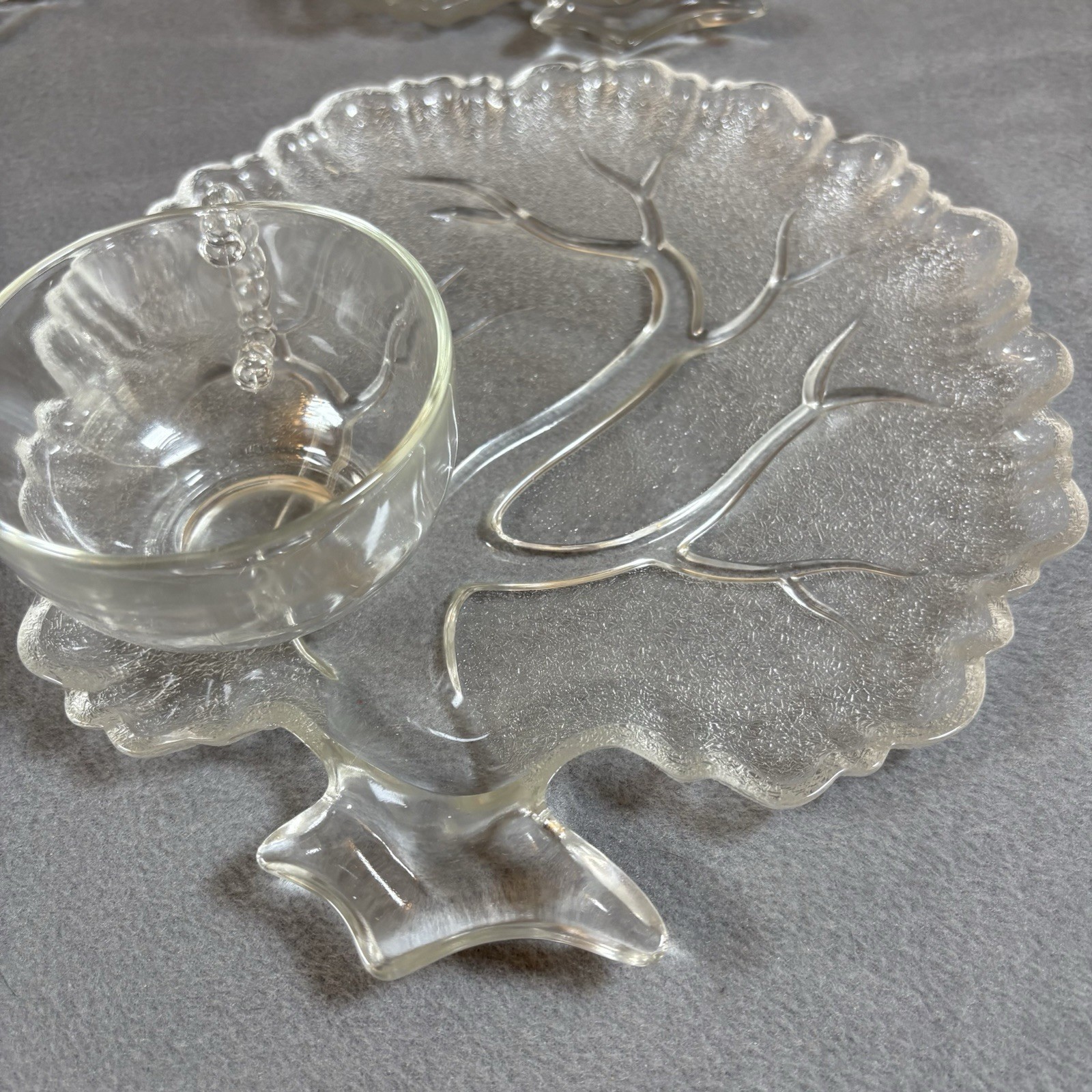 Mid Century Tree of Life Hazel Atlas Snack Set 4 Plates & 4 Cups Vintage