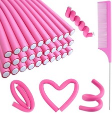 30PCS 9.45" Flexi Rods Curlers Set for Short and Long Hair, No Heat Foam Rollers