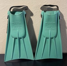 Vintage 1960  s VOIT Sail-Fins in Aqua Green, Original Brown Heel Straps  Buckle