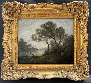 19thC FRENCH "BARBIZON" LANDSCAPE SCHOOL COROT 1796 1875 Antique OIL Painting
