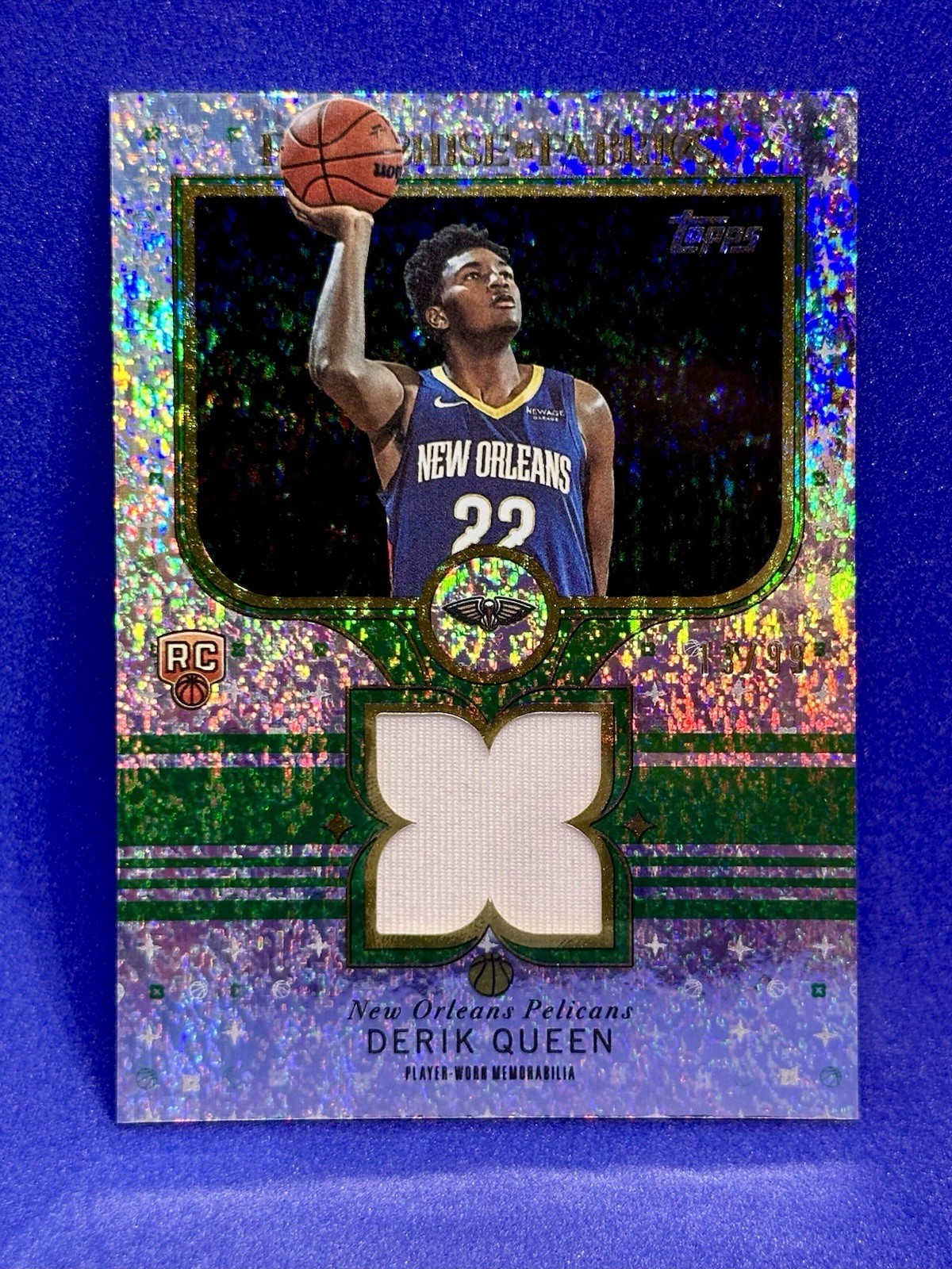 2025-26 Topps Derik Queen Franchise Fabrics Rookie Green Holo Foil Patch RC /99