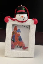 NEW Hallmark Mini Family Photo Picture Frame Snowman Christmas Ornament Easel