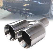 Dual Exhaust Tips Muffler Tail Pipe 63mm Inlet 89mm Outlet Polished Stainless St