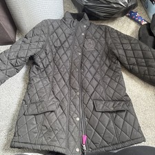 Requisite England Black Quilted Equestrian Jacket Size UK 14
