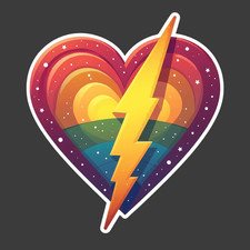 Gay pride sticker vinyl decal equality awareness support rainbow heart lighting