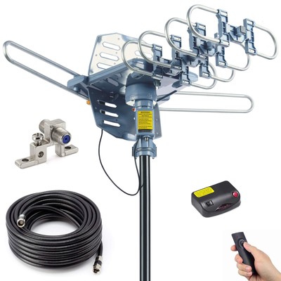 PBD Outdoor Digital Amplified HDTV Antenna, 150 Mile Motorized 360 Degree Rot...