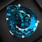 Luscious Neon Blue Green Tourmaline 17.80Ct 925 Sterling Silver White Gold Rings