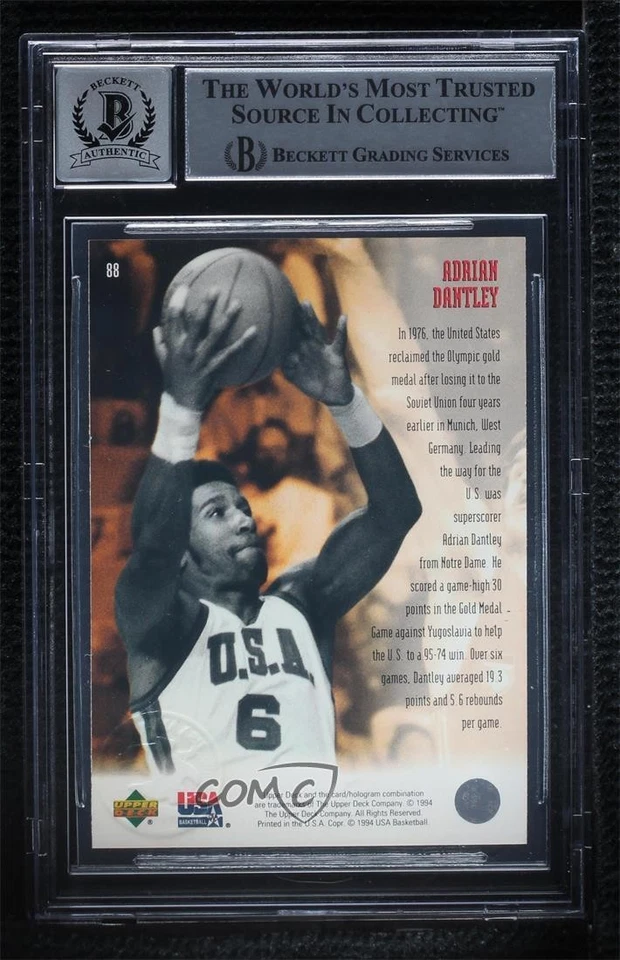 BAS 1994 Upper Deck USA Basketball Adrian Dantley #88 BGS Authentic Auto HOF - Image 2 of 2