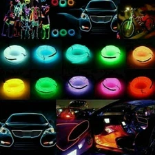 Waterproof Car LED Neon Light Glow Wire Strip Wire Rope Decor Cigarette Lighter