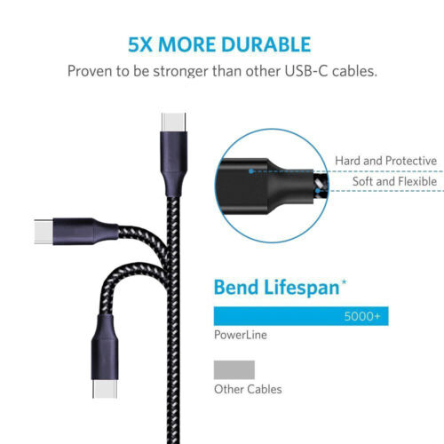 Câble de chargeur USB C Type-C tressé 3/6/10 pieds de long - Photo 2 sur 13