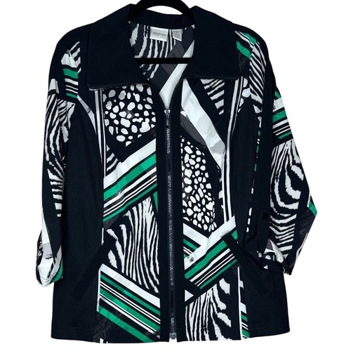 Zenergy By Chico's Damen Basic Jacke Geometrisches Muster Reißverschluss Mehrfarbig 2