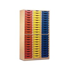 Monarch School Tray Storage Unit 60 Coloured Shallow Trays Beech MEQ60ND-COL