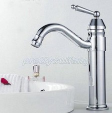 Polished Chrome Brass Swivel Spout Bathroom Sink Faucet Mixer Basin Tap Pnf208