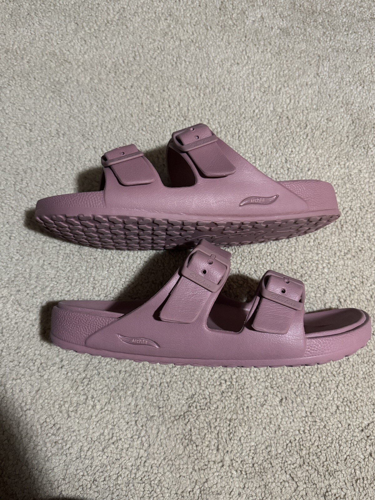 Skechers Foamies Cali Breeze 2.0 Sandal Slides Womens 10 Mauve EVA Buckle Straps