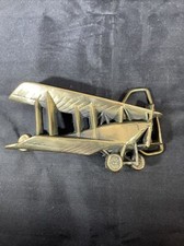 Vintage Barons BBB Solid Brass Airplane Buckle Bi-plane 1978 6117
