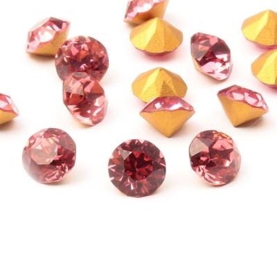 Lot (144) Austrian D.S vintage rose pink foiled glass rhinestones ss35