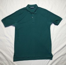 Vintage Fame Fabrics Polo Shirt Mens Large Made in USA Teal Green Dress Casual