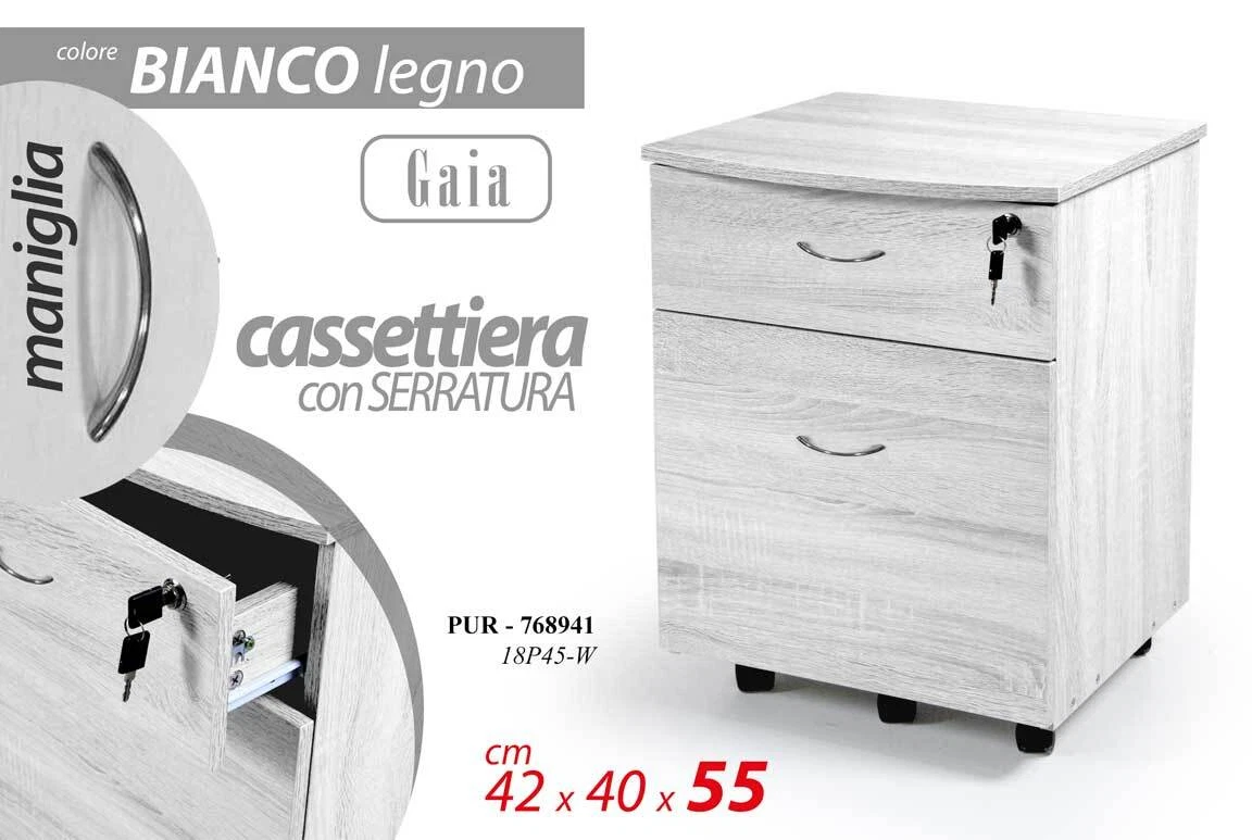 Comodino in legno con serratura, tavolino da letto con cassetti