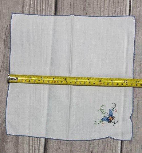 Vintage Set 6 Butterfly Embroidered Embroidery Linen Dinner Napkins - Picture 4 of 4