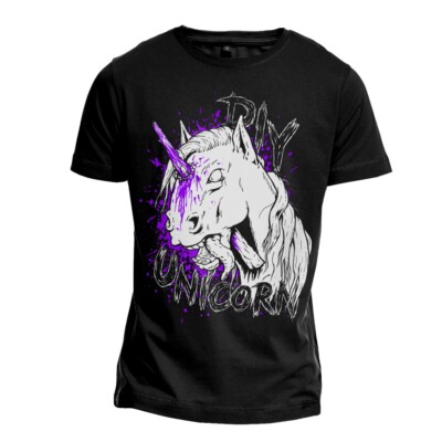 T-Shirt ''DIY UNICORN'' Einhorn Pferd Blut Splatter Horror Metal Gothic Funshirt 