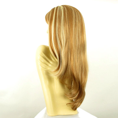Perruque Femme Longue Blond Foncé Avec Mèches Claires – 65 Cm, Synthétique, Modèle EVA F27613