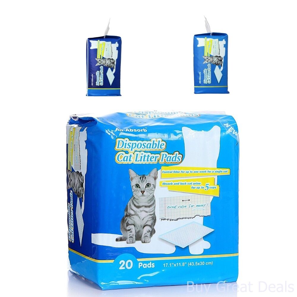 20 Count All Absorb Cat Litter Pads 17.1x11.8in Cats Kittens Breeze