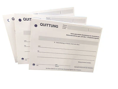 DRUCKEREI SCHARLAU 8 x QUITTUNGSBLOCK §19, SD,2 x 50 BLATT,QUITTUNG,QUITTUNGEN ohne MwSt (22427)