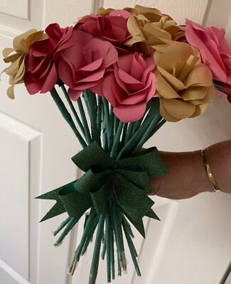 GET WELL SOON 24 PEICE PAPER FLOWER BOUQUET. HANDMADE TO ORDER.ALL COLOURS.